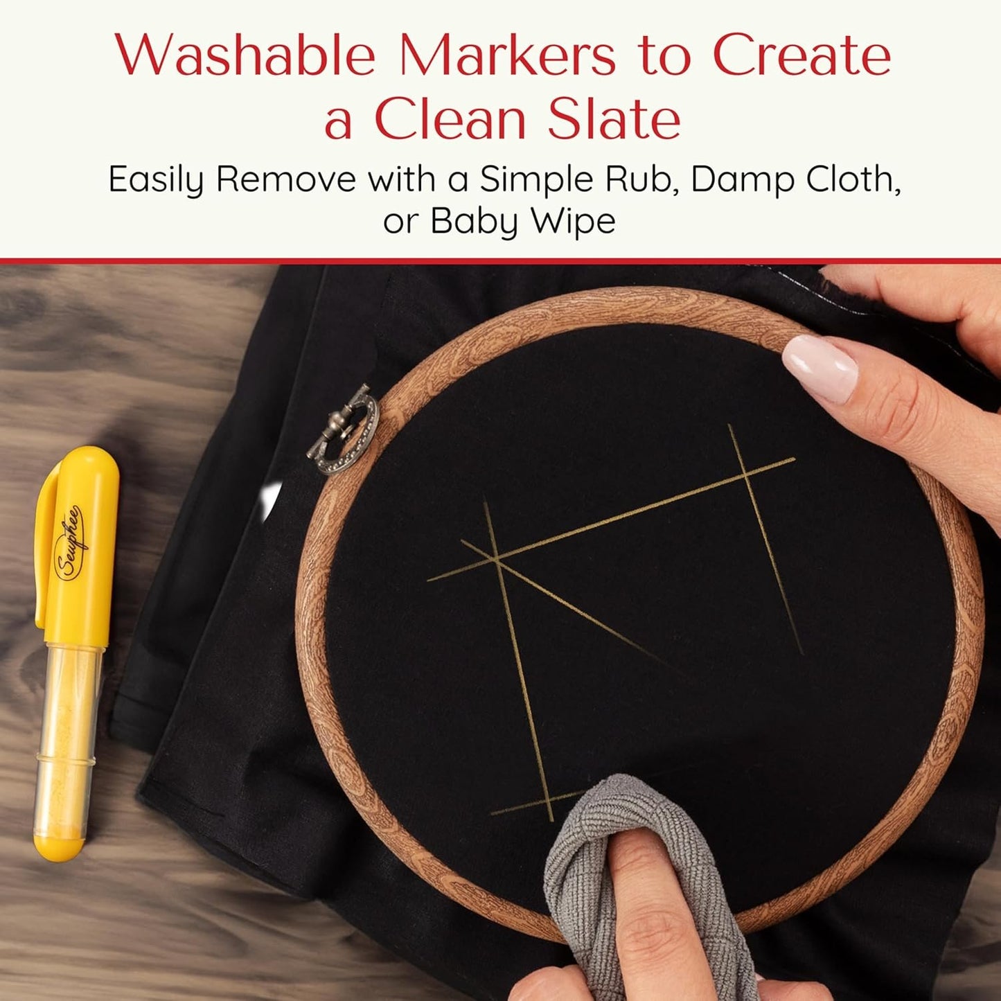 Fabric Markers for Sewing – Ergonomic Tailors Chalk Pen with Improved Dosing Wheel for Sharp Lines - Washable Sewing Chalk Marking Pens that are Compatible with Most Fabrics - Yellow 1 Pack