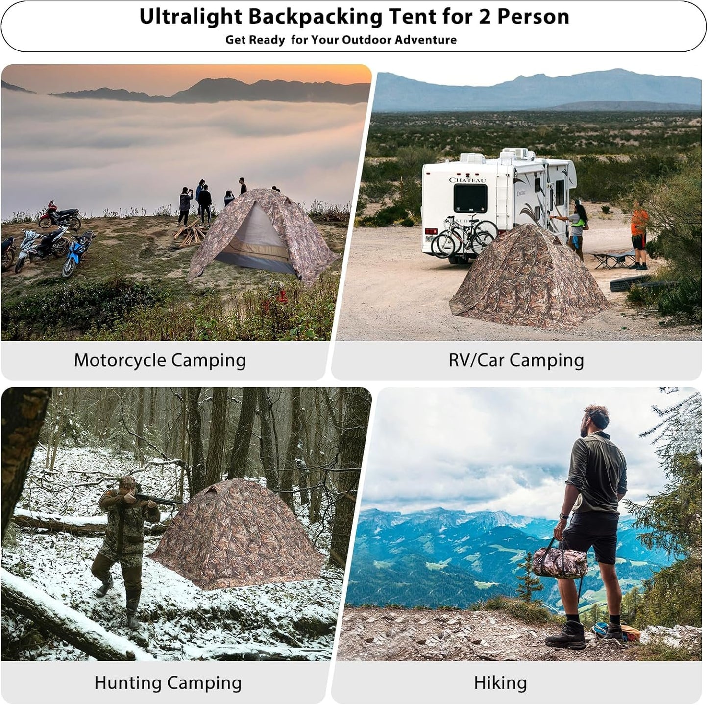 GEERTOP 2 Person 4 Season Backpacking Tent Waterproof Ultralight Camping Tent for 2 Man Double Layer All Weather Easy Setup Tents for Outdoor Survival, Hiking, Backpack Travel, Mountaineering