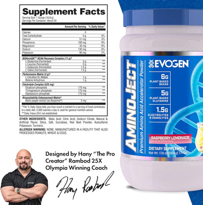 Evo Aminoject BCAA Powder 483 g, Raspberry Lemonade (30 Servings)