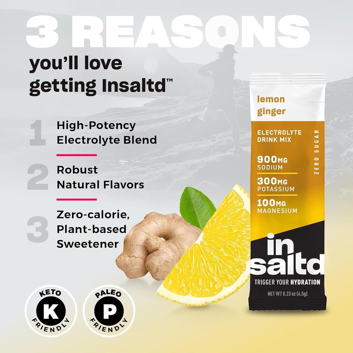 Insaltd™ Sugar Free Electrolytes Powder Packets with No Stevia Aftertaste | High-Potency Hydration Packets | Keto Electrolyte Drinks | Intermittent Fasting Drink Mix | 28 Pack