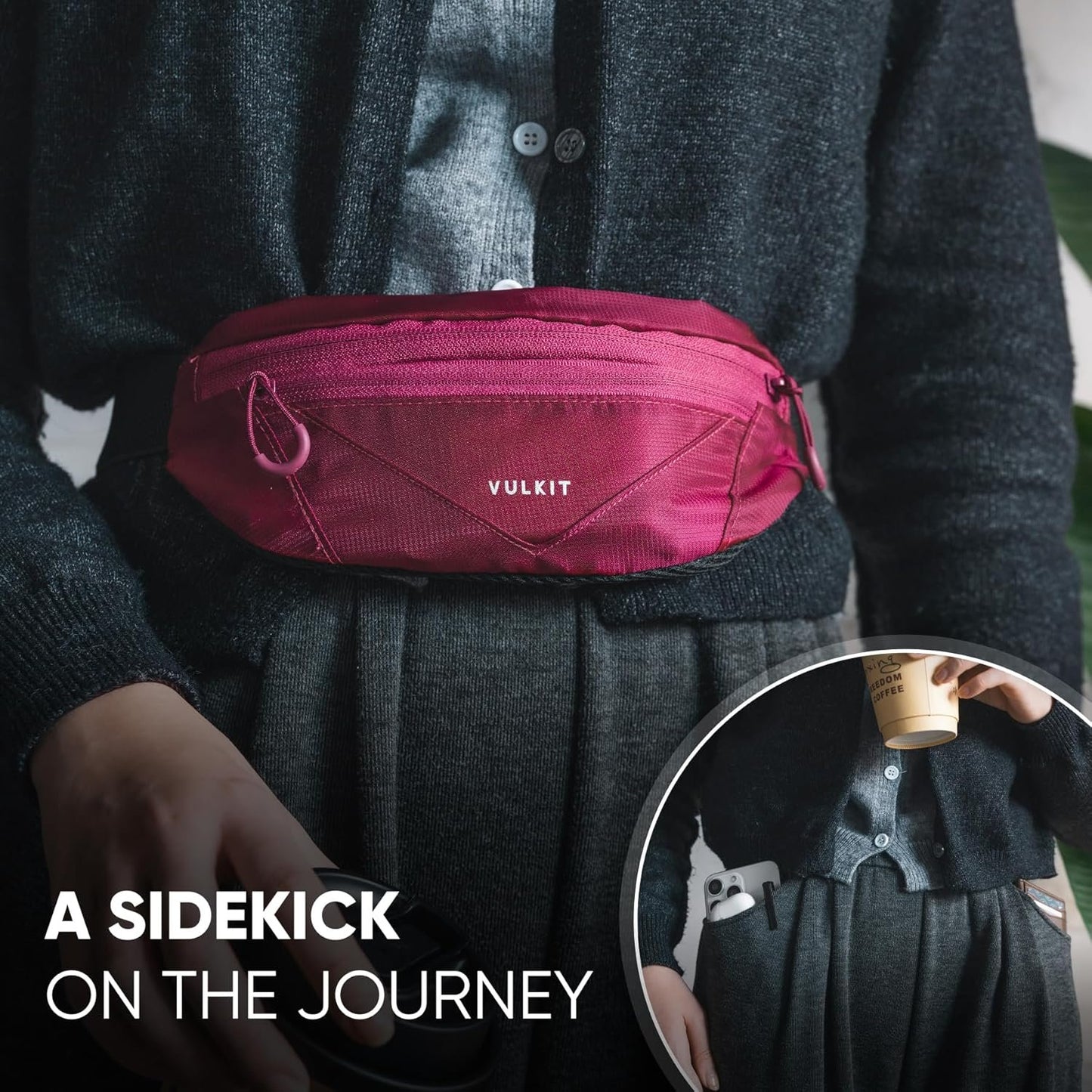 VULKIT Waist Fanny Pack Running Belt for Women Men Waterproof Bum Bag with Adjustable Buckle Elastic Strap Fits for Under 7'' Phones Hiking Walking Gift Travel Outdoors