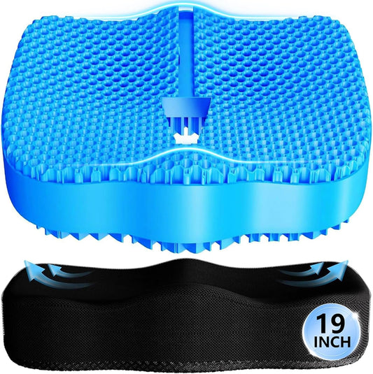 Tsmertor Gel Seat Cushion for Office Chair 3.54in Thick Ergonomic Gel Cushion Seat Pad for Long Sitting Relieve Sciatica Back,Pressure Sore&Ulcer Pain for Wheelchair Office Chairs Car Seats