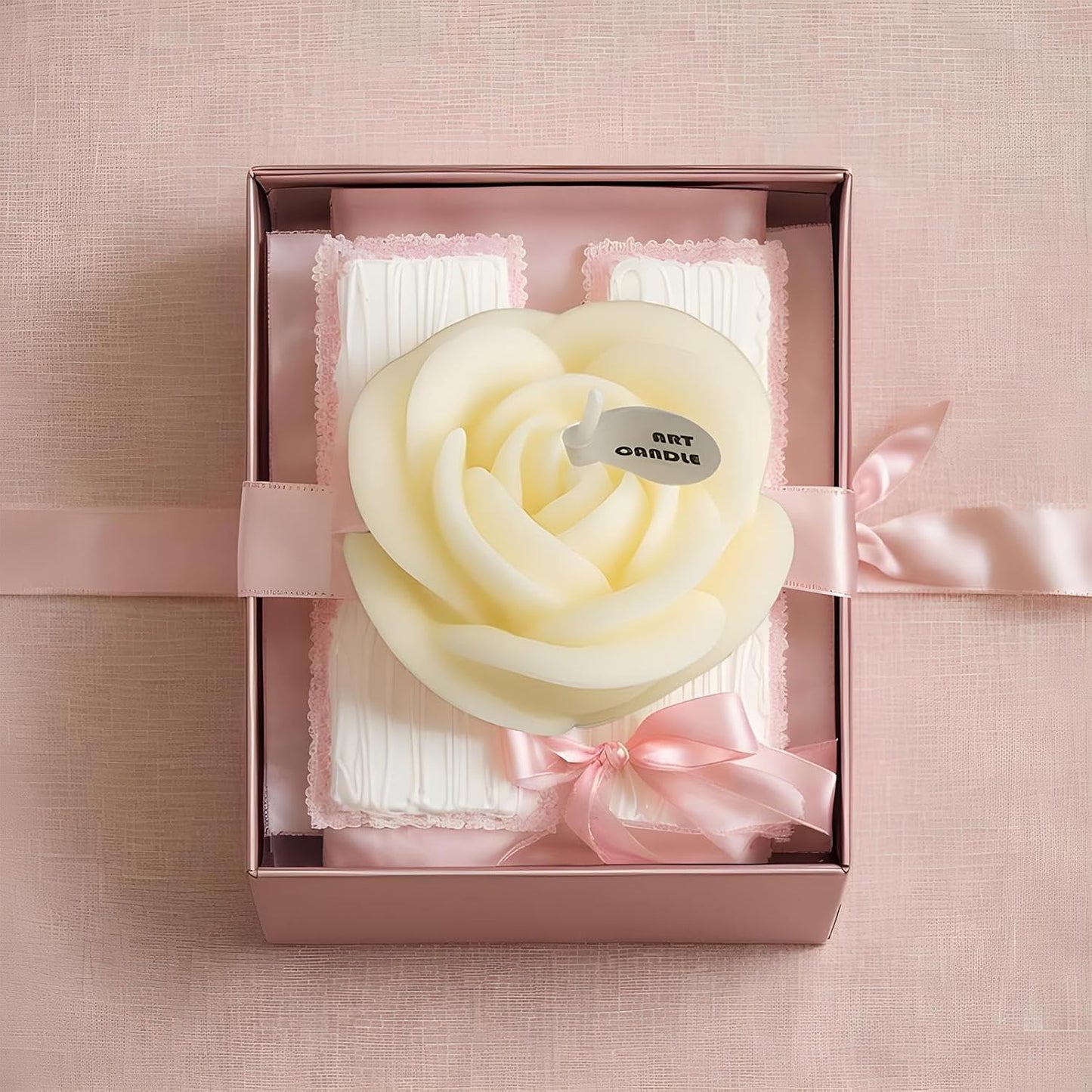 Romantic Ambience Rose Candles - Flower-Shaped Candles, Flower Candle, Artificial Flower Tea Light Candles, Rose Candle, Long Lasting Scented Soy Wax Candle for Valentine's Day, Home Decor