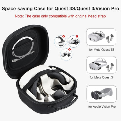 Hard Carrying Case for Meta Quest 3S, VR Gaming Headset and Touch Controllers Accessories Travel Case, Small Hard Shell Storage Case for Oculus Quest 3S/Quest 3/Vision Pro, Black