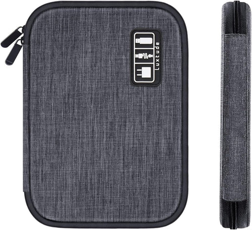 Luxtude Electronic Organizer Travel Cable Organizer Electronics Gadgets Accessories Case for USB Cable Cord, Charger, Power Bank, Phone, Hard Drives, USB Flash Drive, SD Card (Gray)