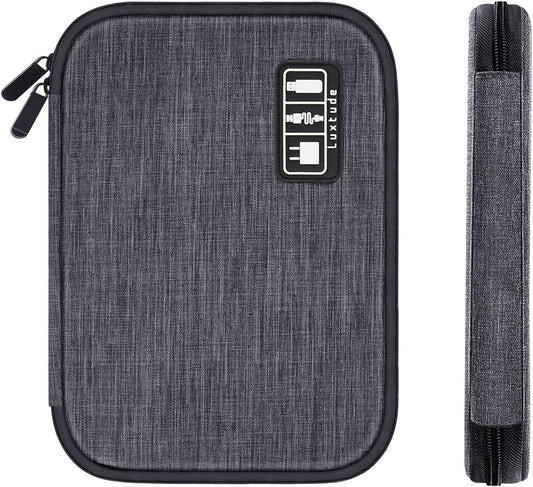 Luxtude Electronic Organizer Travel Cable Organizer Electronics Gadgets Accessories Case for USB Cable Cord, Charger, Power Bank, Phone, Hard Drives, USB Flash Drive, SD Card (Gray)