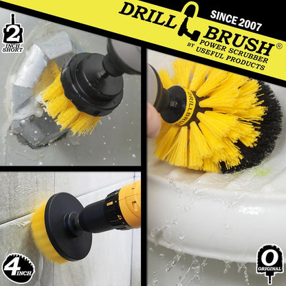 Drill Brush Attachment Set – Household Cleaning Brushes for Bathroom Surfaces Tub, Shower, Tile and Grout All Purpose Power Scrubber Cleaning Kit – Shower Grout Cleaner Drill Brushes Set by Drillbrush