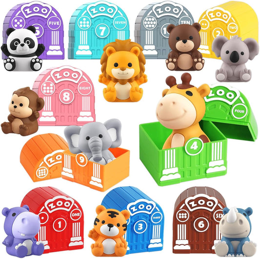 Toddler Learning Safari Animal Toy - 20PCS Montessori Educational Set for 1-3+ Year Old Boys & Girls