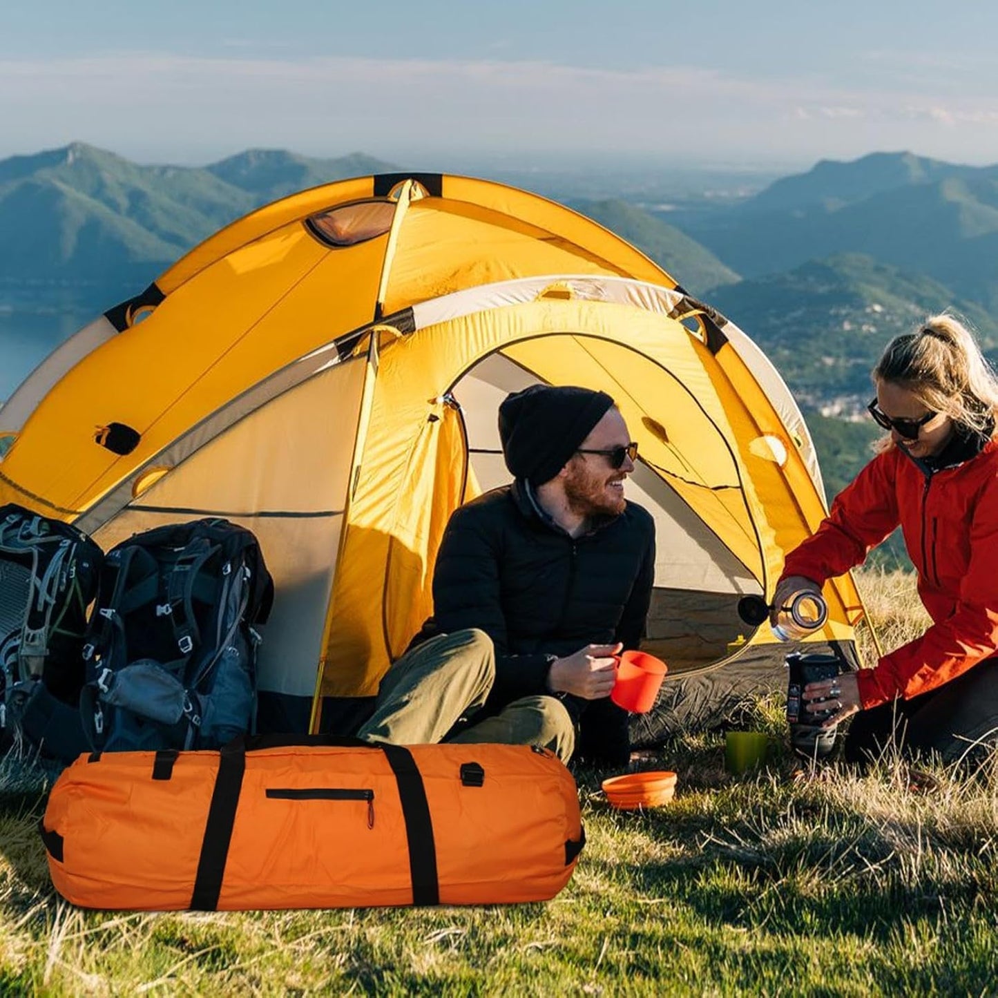 Duffel Travel Sports Equipment Bag | Lightweight Travel Tent Bag,Double Handle Design Zippered Tent Bag Foldable for Outdoor Gear