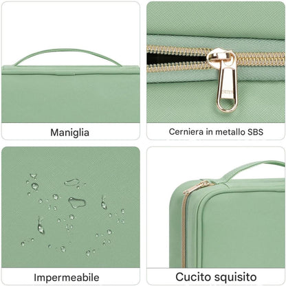 Travel Toiletry Bag with Hook, Hangable Foldable 3-Compartment Organizer, Portable Makeup Pouch with Handle, Spacious Travel Bag for Toiletries and, 1 Piece, Single Attribute, Please refer to