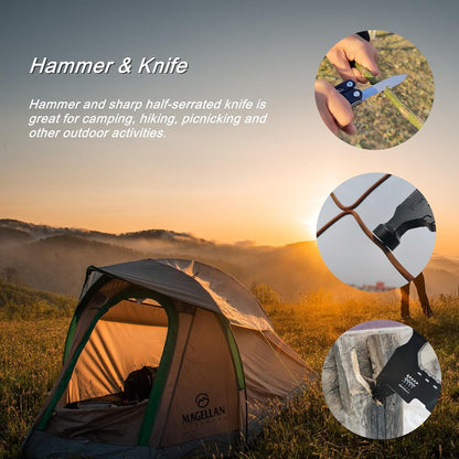 Tosconve Wrench Multitool Hammer, Multi Tool Hammer Pliers Wrench Knife with Screwdriver Wire Cutters Bottle Opener, Multi Purpose Multitool for Outdoor Camping Emergency Survival, Gifts for Men