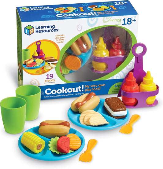 Learning Resources New Sprouts Cookout! Barbecue Set, Pretend Play Food, Toddler Outdoor Toys, 19 Pieces, Ages 18 mos+