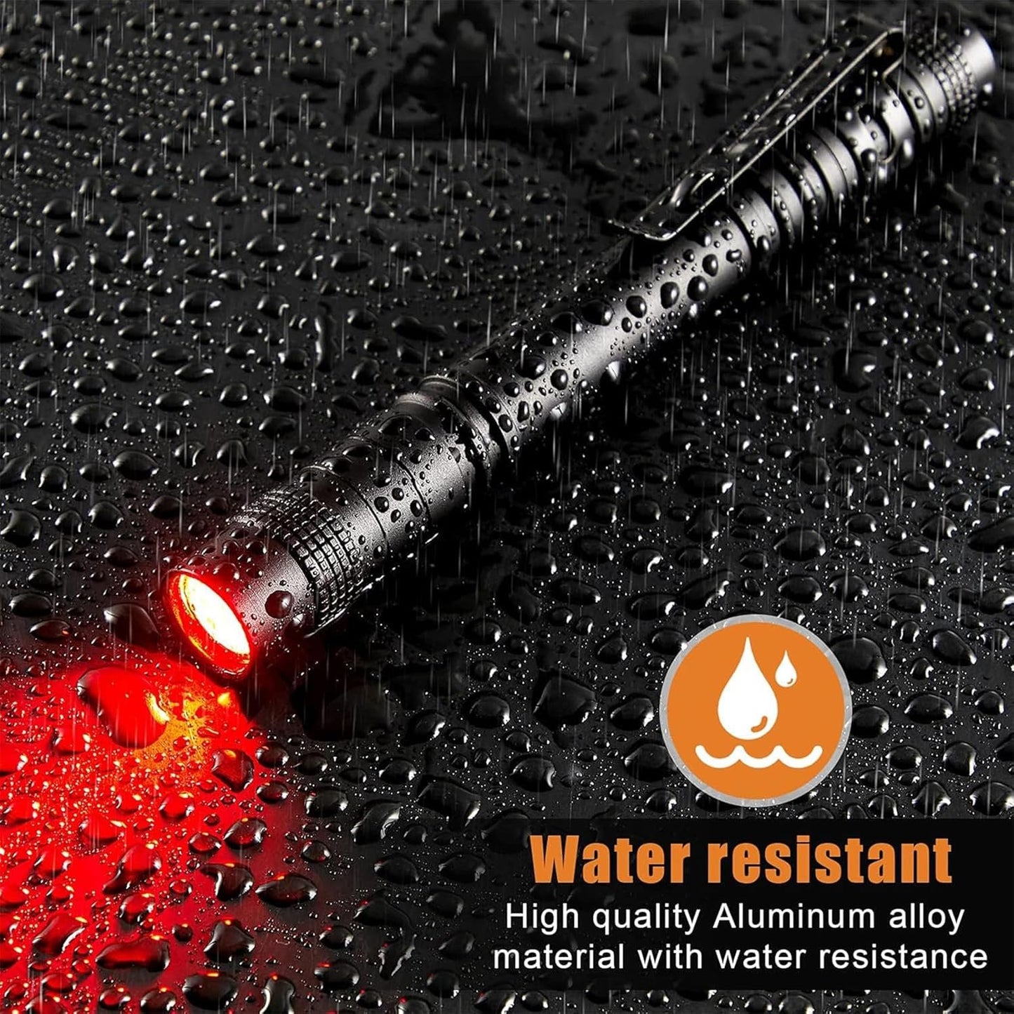 MODOAO Red Light LED Torch, 8 Pack High Power LED Pen Flashlights, Waterproof Handheld Flashlights Pocket Compact Torch with Clip, for Camping, Hiking, Night Vision, Astronomy and Emergency