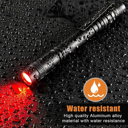 MODOAO Red Light LED Torch, 8 Pack High Power LED Pen Flashlights, Waterproof Handheld Flashlights Pocket Compact Torch with Clip, for Camping, Hiking, Night Vision, Astronomy and Emergency