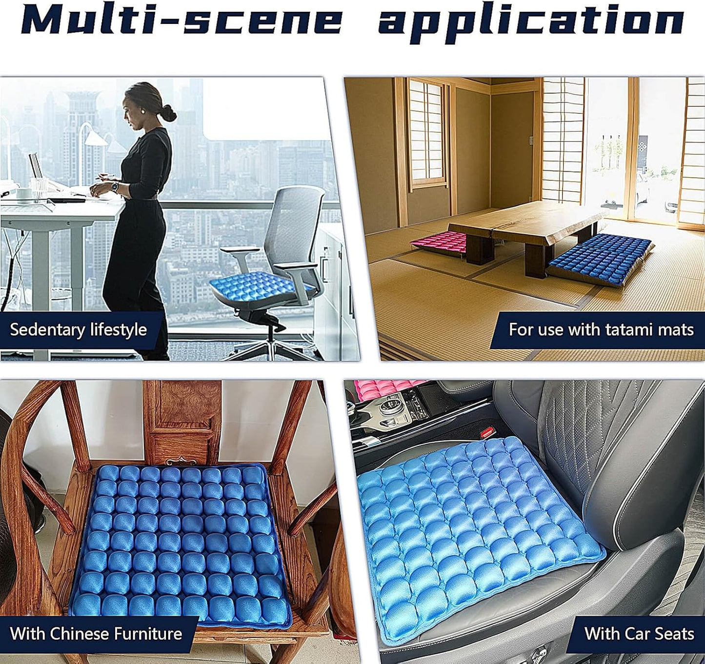 Sondur Travel Cushion,2025 New 3D Self-Inflatable Air Cell Seat Cushion for Pressure Relief, Portable Office, Wheelchair, Car Seat Cushion(Blue)