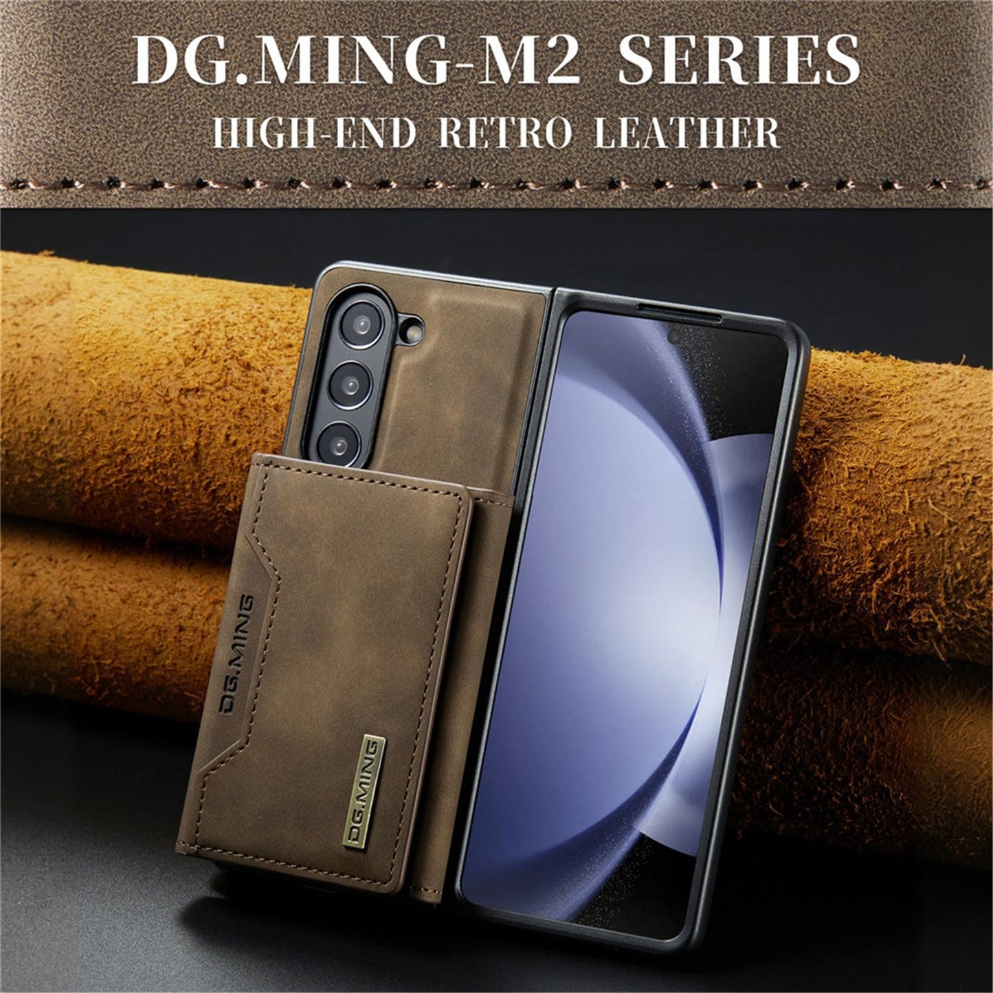 Nexue Detachable Wallet Case for Samsung Galaxy Z Fold 4,Premium Leather Magnetic Back Cover Shockproof Phone Case with Trifold Card Holder Wallet for Samsung Galaxy Z Fold 4,Coffee