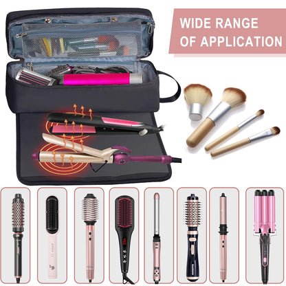 Hair Tools Travel Bag with Heat Resistant Mat Hair Styling Accessories Storage Case for Hair Dryer Flat Iron Straightener Curling Iron Haircare Accessories Travel Essentials for Women