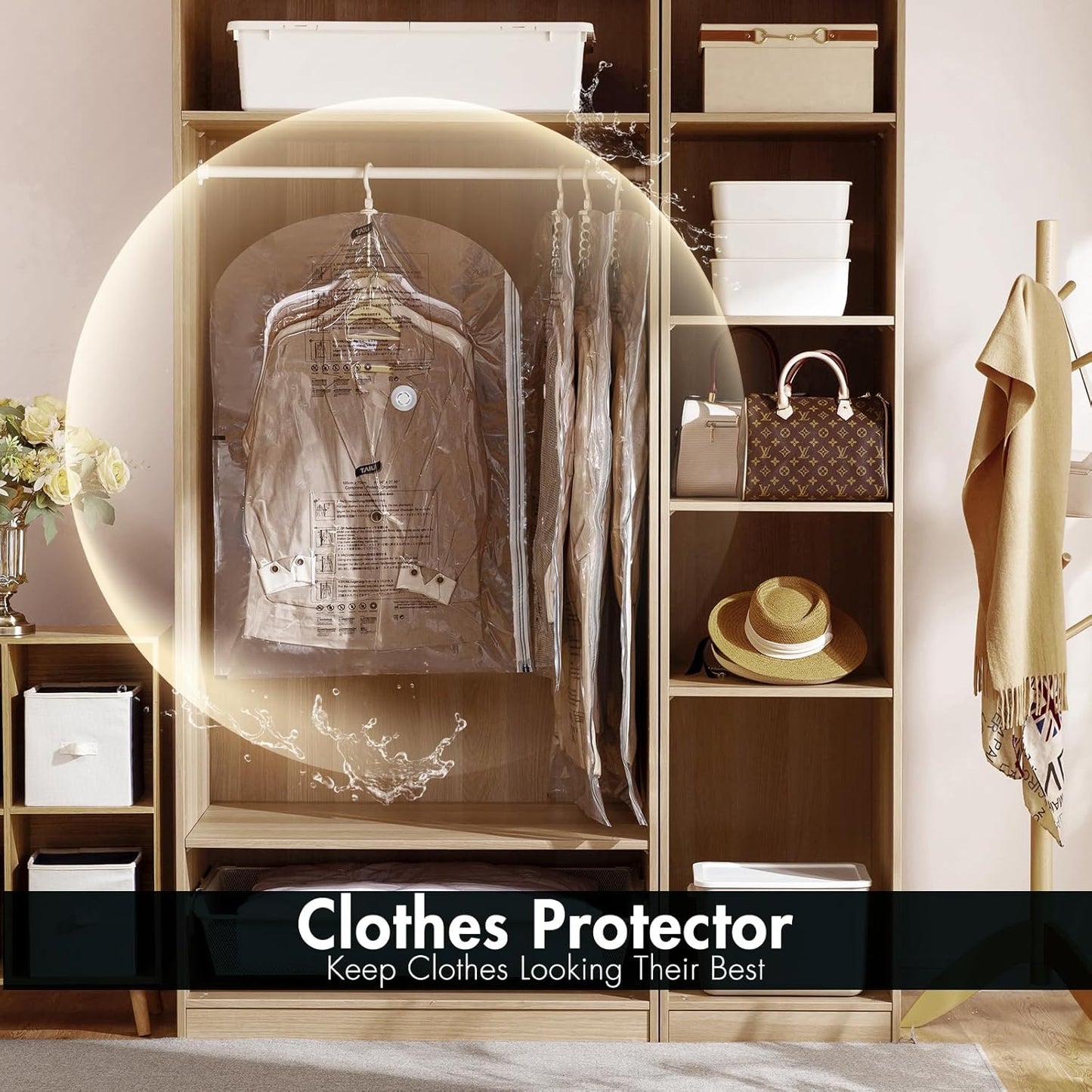TAILI Vacuum Bags Clothes, Vacuum Bags Clothes Hanging, Vacuum Bags Clothes Coats, Jackets, Organize the Closet Vacuum Clothes 4 Pcs (2 x 135 x 70 cm) (2 x 105 x 70 cm)