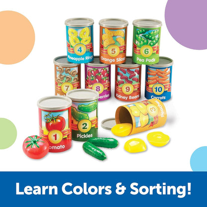 Learning Resources One To Ten Counting Cans Toy Set, Fine Motor Skills, 65 Pieces, Ages 3+, Multicolored (LER6800)