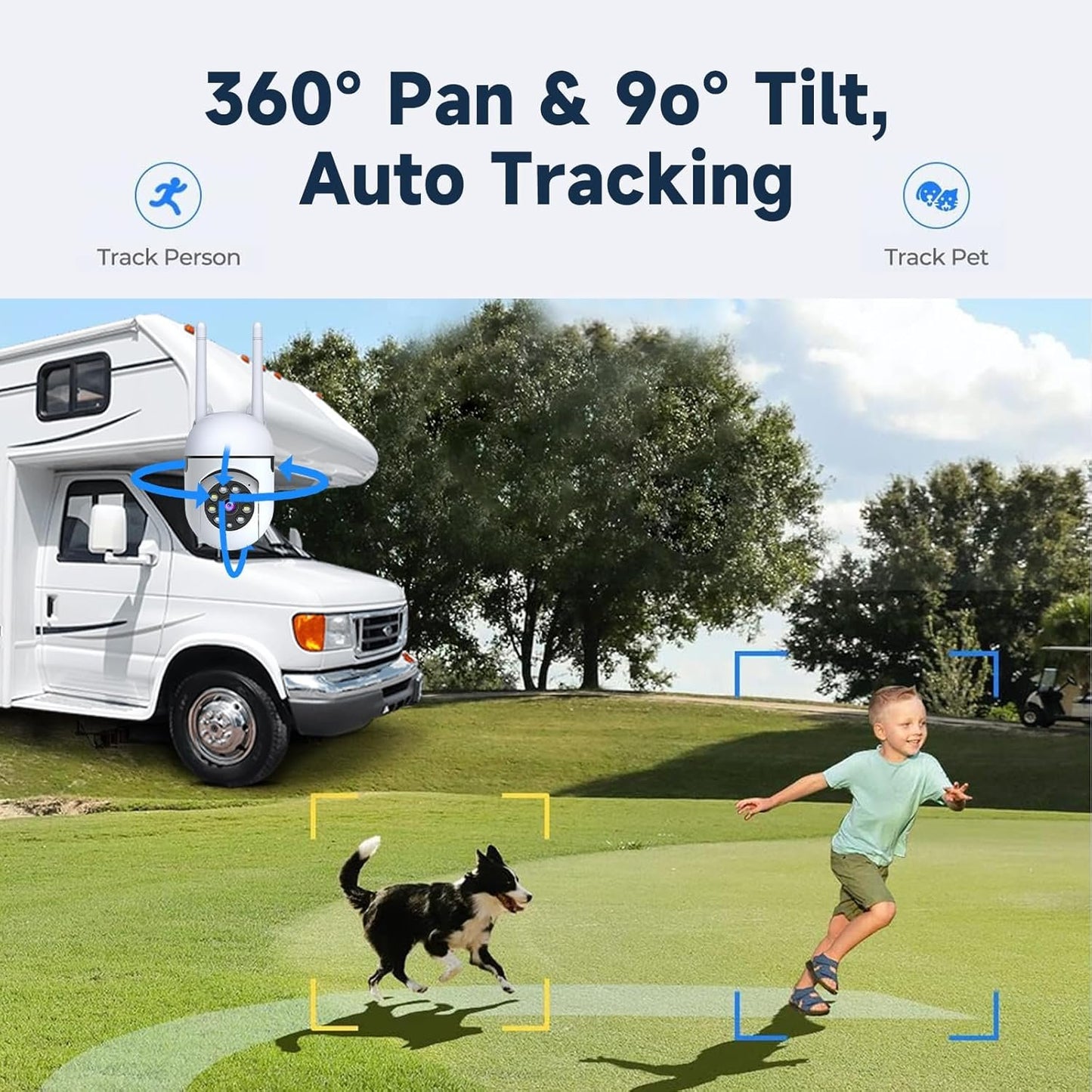 1080P Outdoor Security Camera Wired, 2.4G/5G WiFi Home Surveillance Cam with 360° Pan/Tilt, Color Night Vision, Motion Detection, 2-Way Audio, SD/Cloud Storage, Compatible with Alexa