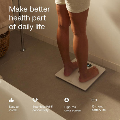 WITHINGS Body Smart - Accurate Wi-Fi and Bluetooth Scale for Weight and Fat Percentage, Composition Analysis, Apple Health/Google Fit Compatible, Digital Bathroom Scale