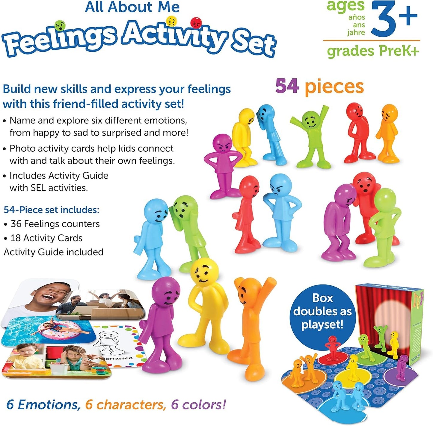 Learning Resources All About Me Feelings Activity Set - 54 Pieces, Ages 3+ Toddler Social Emotional Learning Games, Communication Games for Kids, Emotion Toys, Feeling Toys for Kids