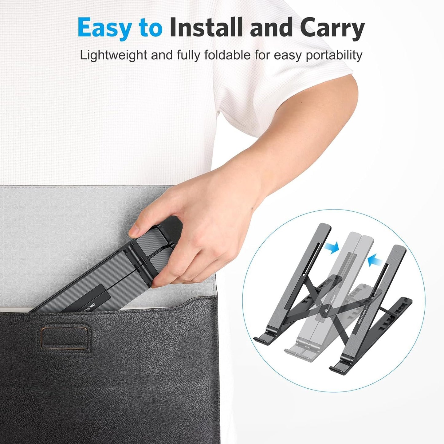 Laptop Stand, OMOTON Laptop Stand for Desk Ergonomic 7-Levels Angles Adjustable Computer Stand, Portable ABS Laptop Riser Holder Compatible with All Laptops and iPad（10-15.6"）