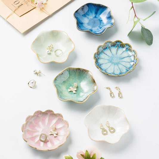 BEUNAIZER Jewelry Dish Tray, Ring Dish, Ceramic Trinket Tray, Key Bowl, Decorative Plate, Gifts for Friends Sisters Daughter Mother(light green) (JS202)