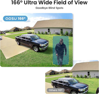 AOSU Solar Security Cameras Wireless Outdoor, 2K QHD Home Security System, 4-Cam Kit with 166° Ultra-Wide View, Cam-to-Cam Sync, 32GB Homebase Local Storage, Color Night Vision, No Monthly Fee