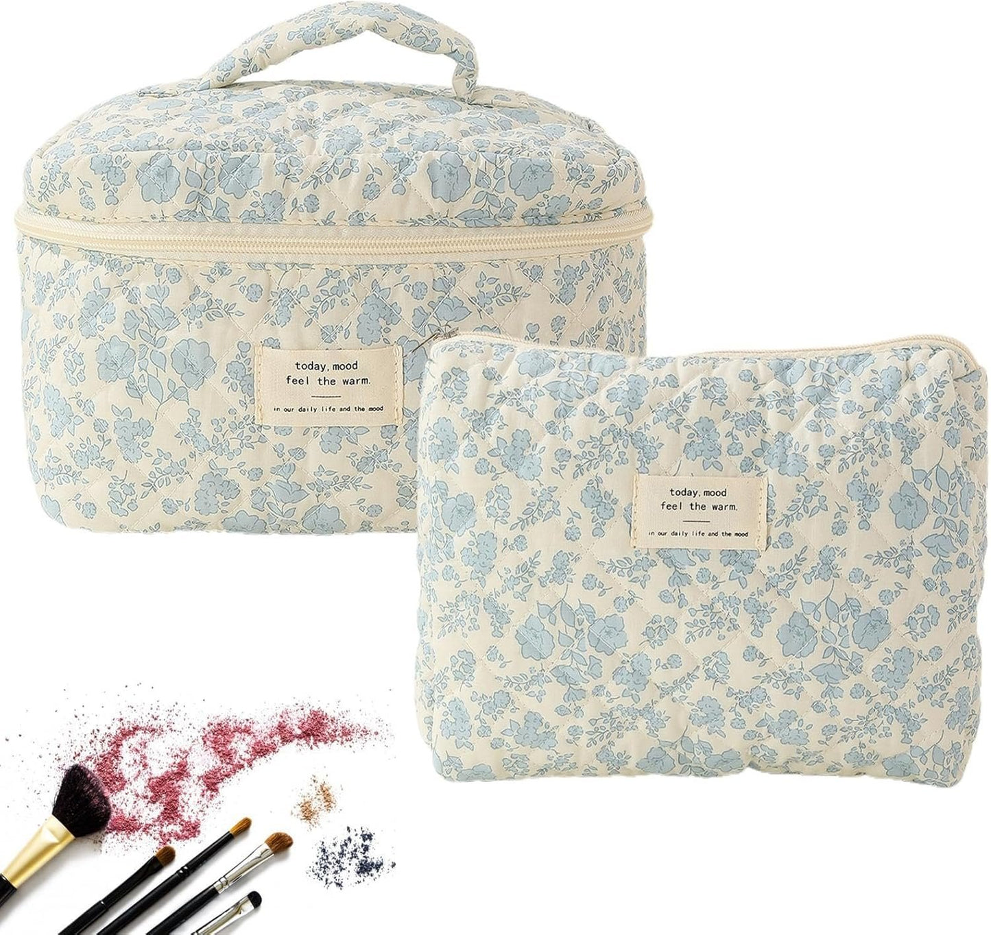 Travel Toiletry Bag - Hygiene Bag, Travel Toiletry Bag Organiser, 2 Piece Large Capacity Cosmetic Bag with Zipper, Portable Care Bag for Holiday, Toiletry Bag in Travel Bag, Orchid On White