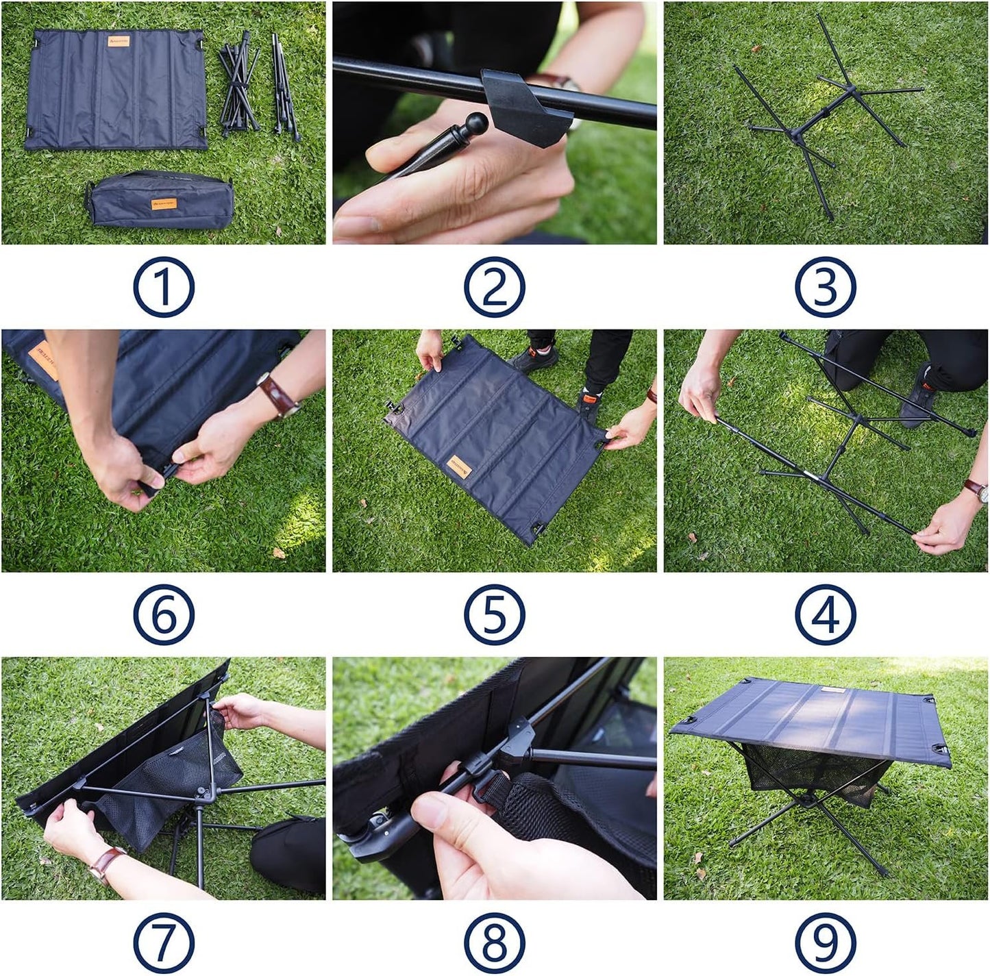 Ultralight Backpacking Table - Collapsible Camping Table with Storage Mesh for Camping Gear, Hiking Table and Mountaineering Table, Camp Table for Accessories and Outdoor Travel (Black) (Black)