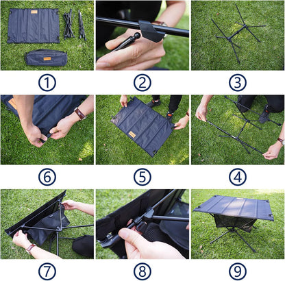 Ultralight Backpacking Table - Collapsible Camping Table with Storage Mesh for Camping Gear, Hiking Table and Mountaineering Table, Camp Table for Accessories and Outdoor Travel (Brown)