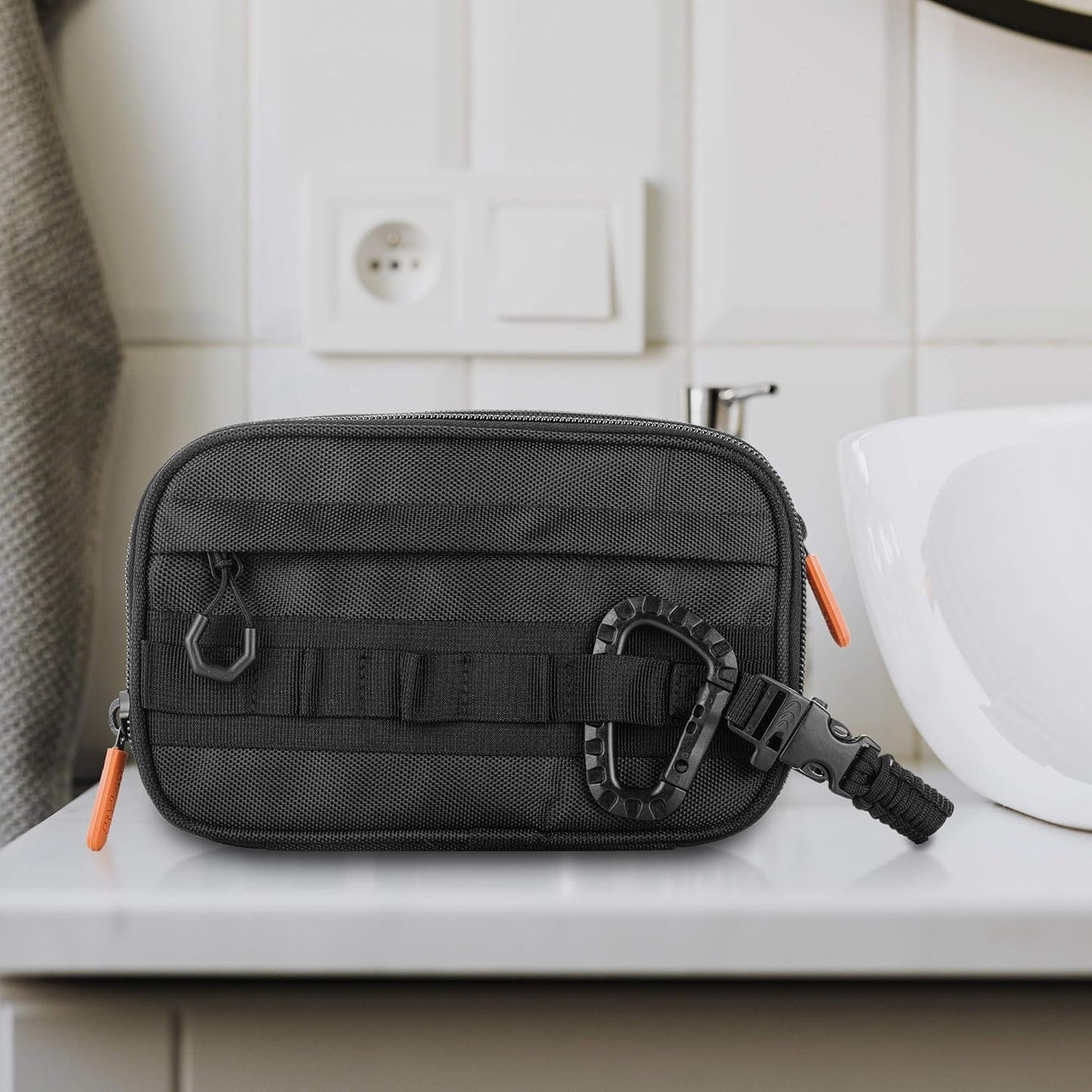 Fitdom Tactical Toiletry Bag Dopp Kit Case For Men. Perfect For Travel & Storage. Fits Large & Small Cosmetic Makeup, Clipper, Toothbrush, Shower, Shaving & Grooming Care. Best Overnight Organizer,