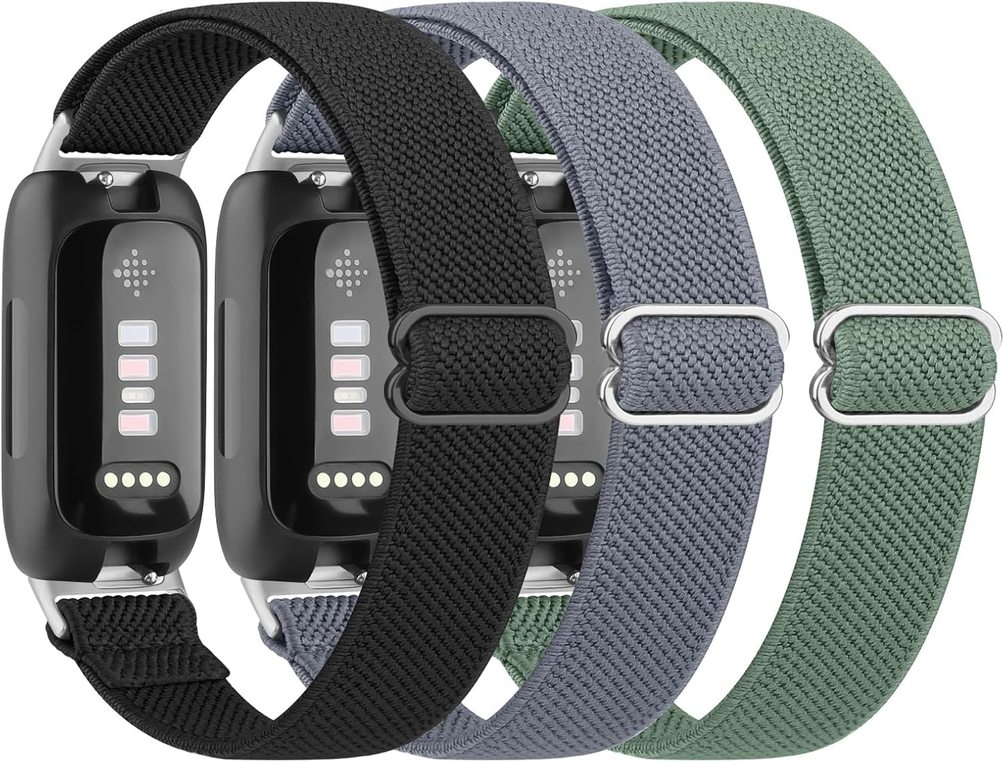 3-Pack Elastic Bands for Fitbit Inspire 3 / Inspire 2 / Inspire/Inspire HR Bands Women Men, Soft Loop Stretchy Straps Replacement Wristband for Fitbit Inspire Fitness Tracker