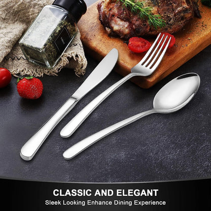 Silverware Cutlery Set,20-Piece Stainless Steel Flatware Set,Modern Tableware Utensils Set for 4 Include Knife/Fork/Spoon,Mirror Polished,Dishwasher Safe