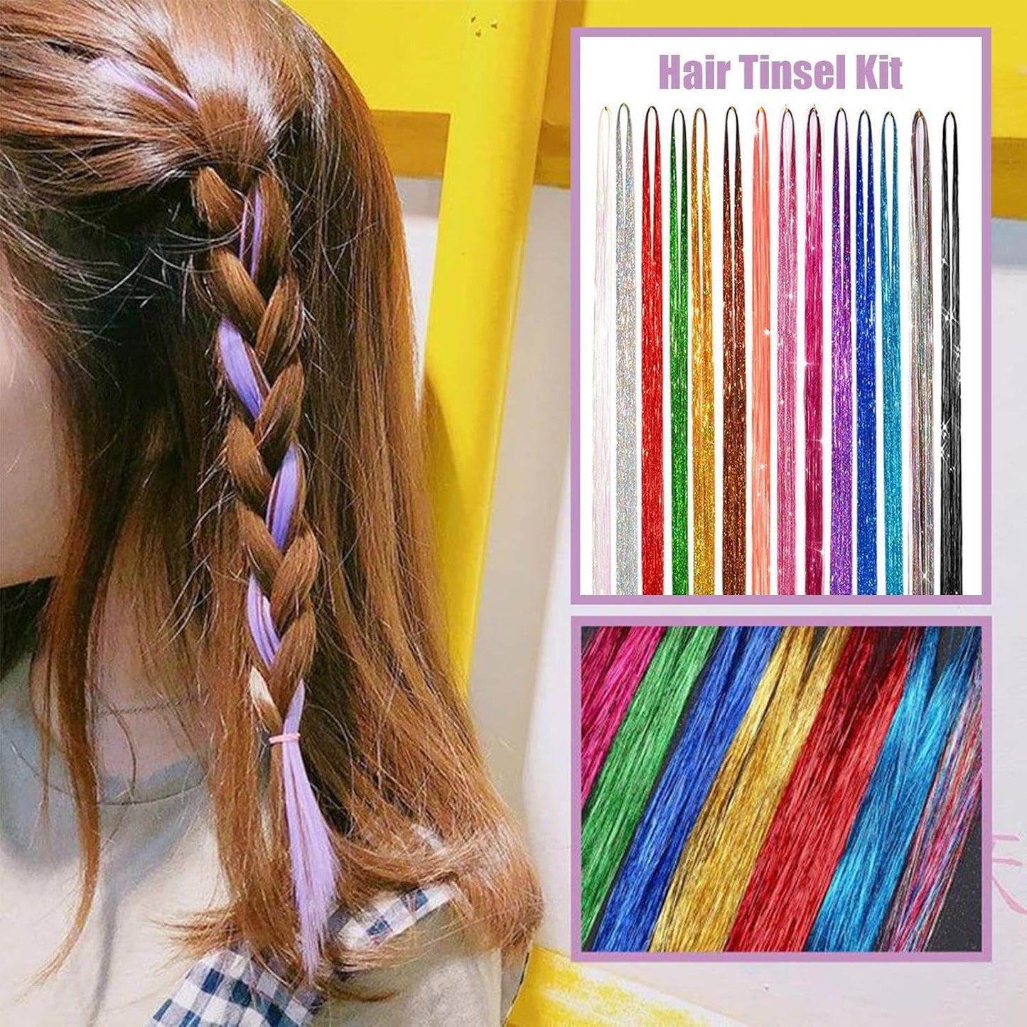 Kit Con Fili Luminosi Per Capelli Ragazze - Set Capelli Fatati Con Filo Luccicante | Accessori Glitter Termoresistenti Per Cosplay Completi Di Attrezzi Per Natale Capodanno Matrimoni Feste A Tema Comp