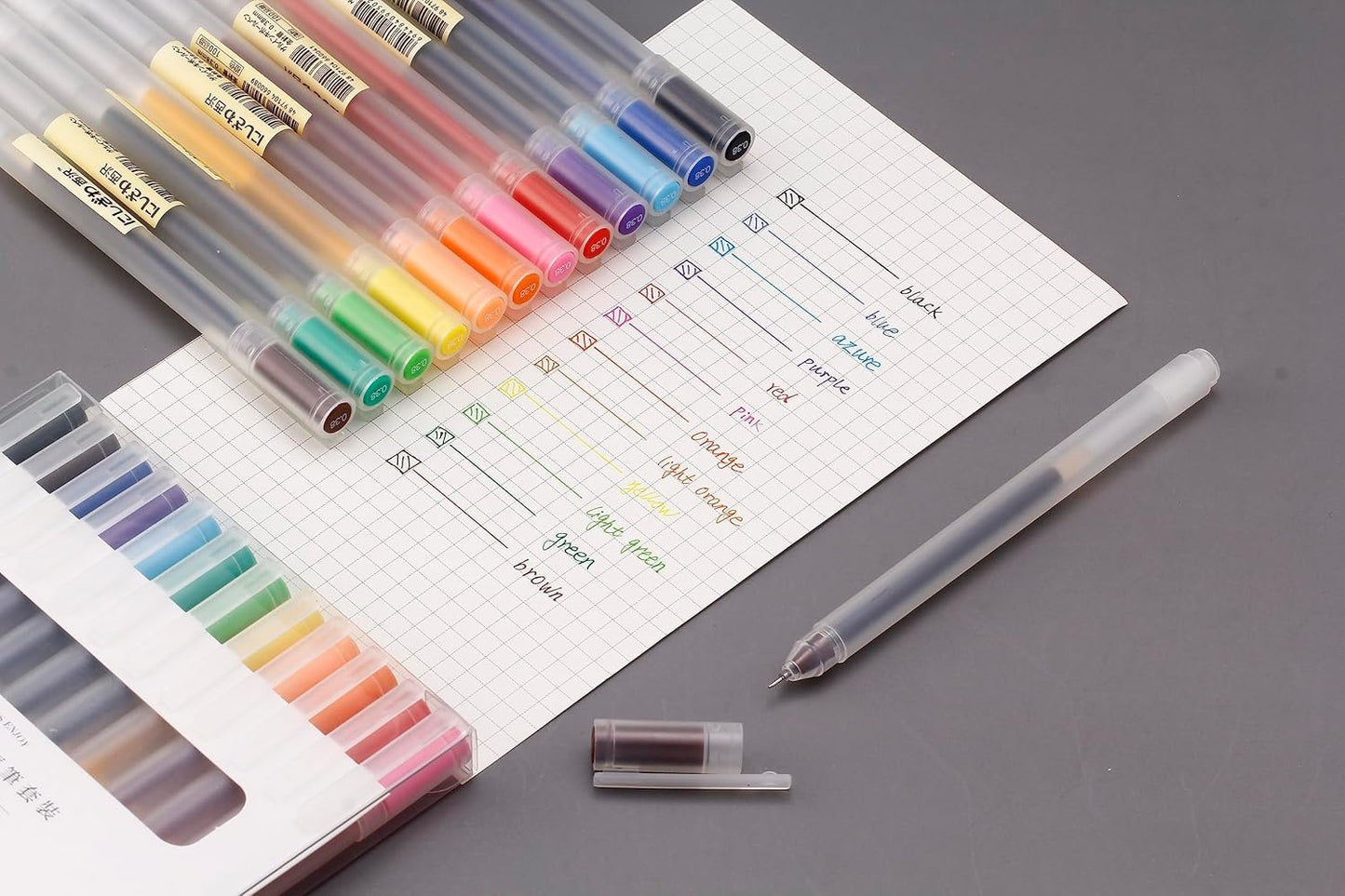 OBE WISEUS Color Gel Ink Pens for Writing,0.38mm Ballpoint,Office & School Stationery Supplies Pens,Minimalistic Japanese Style,12 Count(230-12BS)