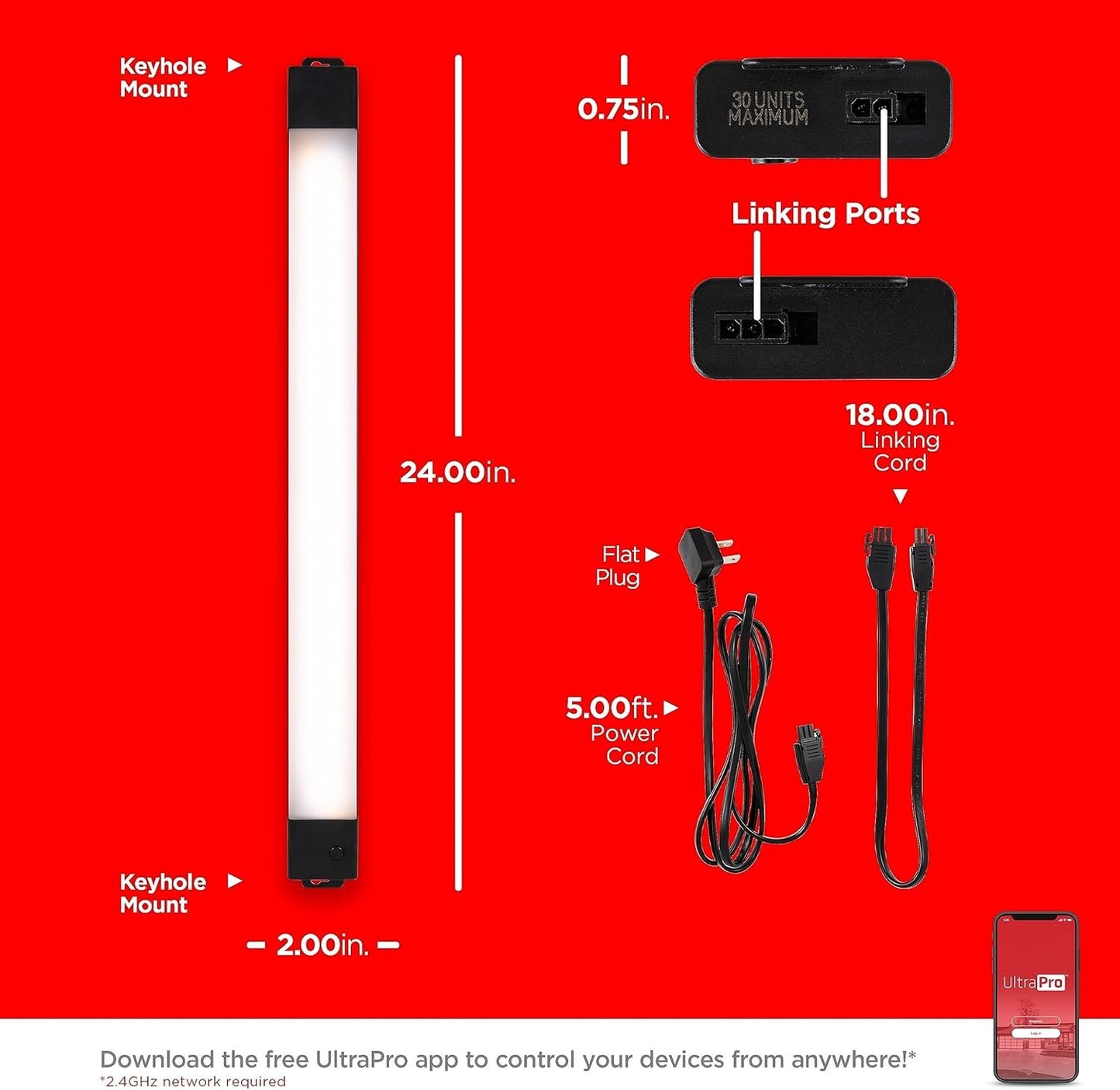 UltraPro Smart Wi-Fi 24 inch Plug-in Under Cabinet Lights, Color Changing, Compatible with Alexa, Works with Google Assistant, Under Cabinet Lighting, Under Counter Lights for Kitchen 57072