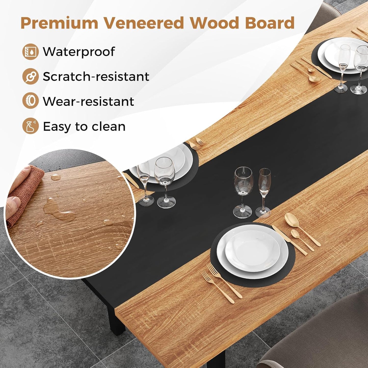 Giantex 180 cm Dining Table for 6-8 People, 180 cm Long Large Wood Dinner Table w/Heavy-Duty Metal Frame, Storage Rack, Industrial Rectangular Dinette Table