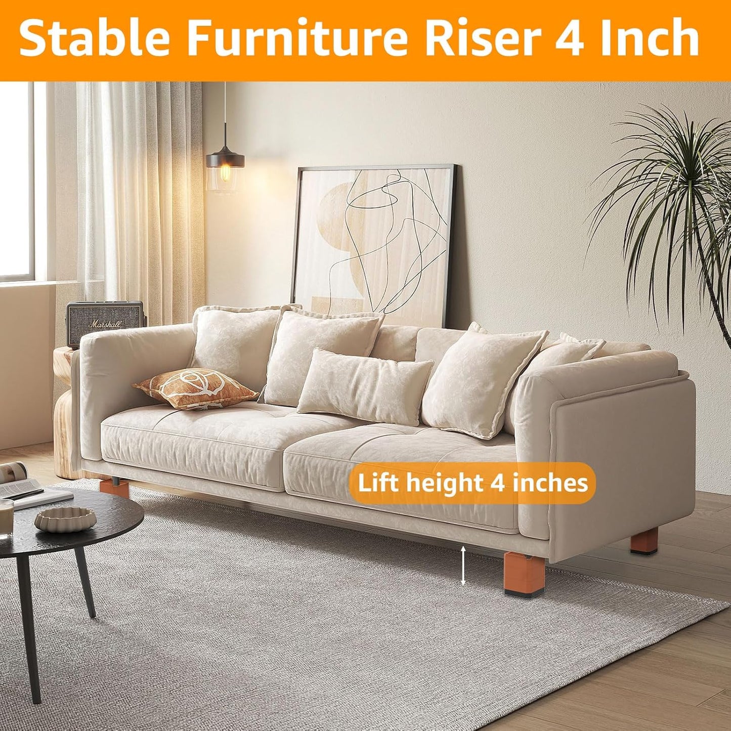 Bed Risers 3-Layer Detachable Adjustable Furniture Risers, Heavy-Duty Stackable Bed Lifts Risers, Durable & Stable Table Couch Sofa Bed Risers Detachable Bed Risers, Reusable Bed Risers (Brown)