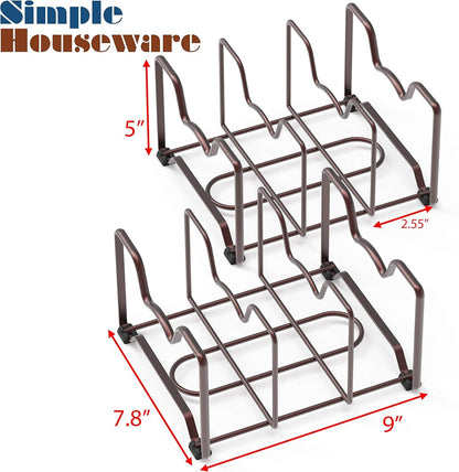 2 Pack - SimpleHouseware Kitchen Cabinet Pantry and Bakeware Organizer Rack Holder, Bronze