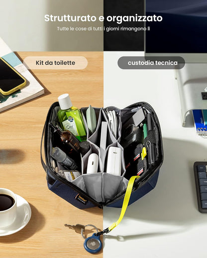 tomtoc Cable Case, Travel Bag Organizer for Electronic Technical Accessories Macbook Adapter Mouse, Cable, Hub, Power Bank, USB Flash Drive, Power Supply, Charger, Hard Drive