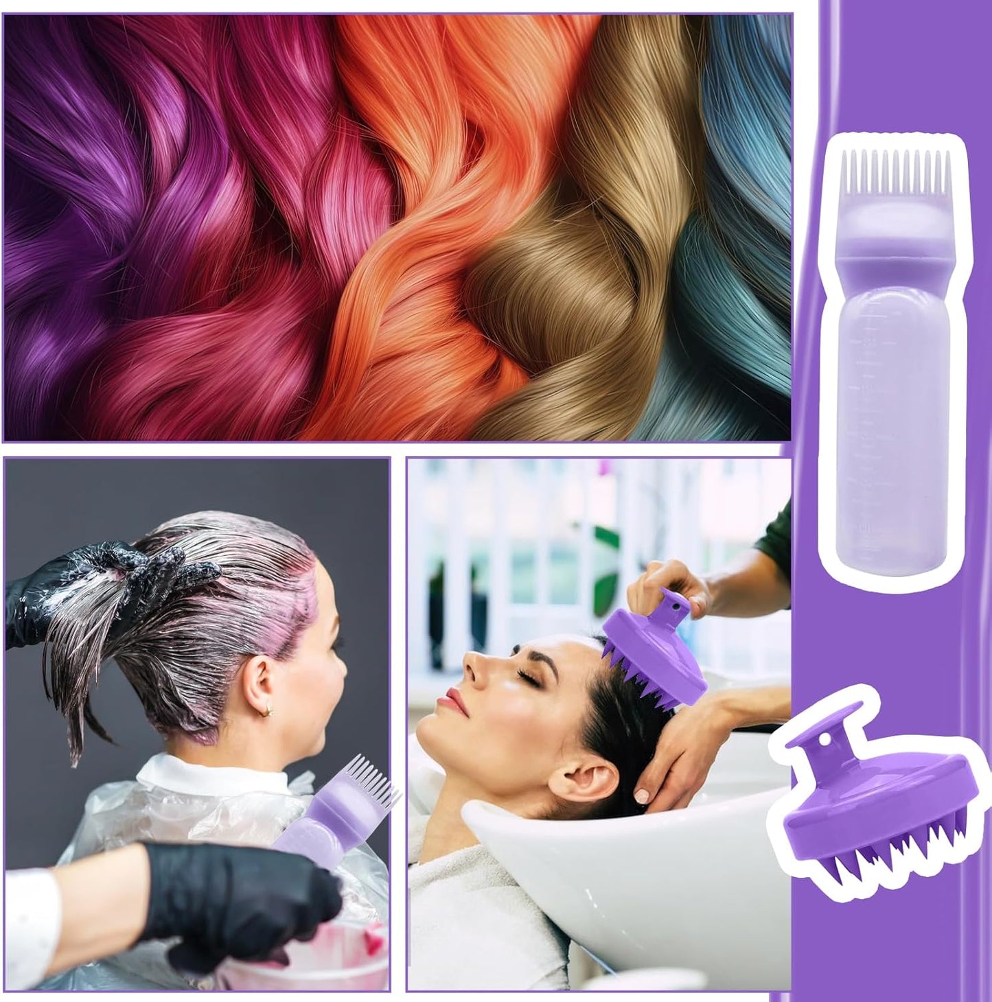 YeaHapiday Hair Oil Applicator and Scalp Massager for a Unique Experience of Hair Oiling and Hair Care, Scalp Brush (Purple)