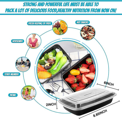 25 Pack 28 oz Plastic Meal Prep Containers with Lids, Leakproof Food Storage Container Microwave Safe BPA Free Stackable Lunch Box Take Out Containers 1 Compartment Bento Box