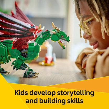LEGO Creator 3in1 Medieval Dragon Toy for 9+ Year Old Boys & Girls, Construction Kit Rebuilds into a Sea Serpent or a Phoenix Animal Figure, Creative Kids Toy Building Set 31161
