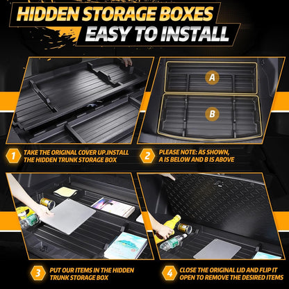 Kistrba Trunk Hidden Storage Box Compatible with 2019-2025 Toyota RAV4, Not for RAV4 Prime, Cargo Floor Storage Accessories