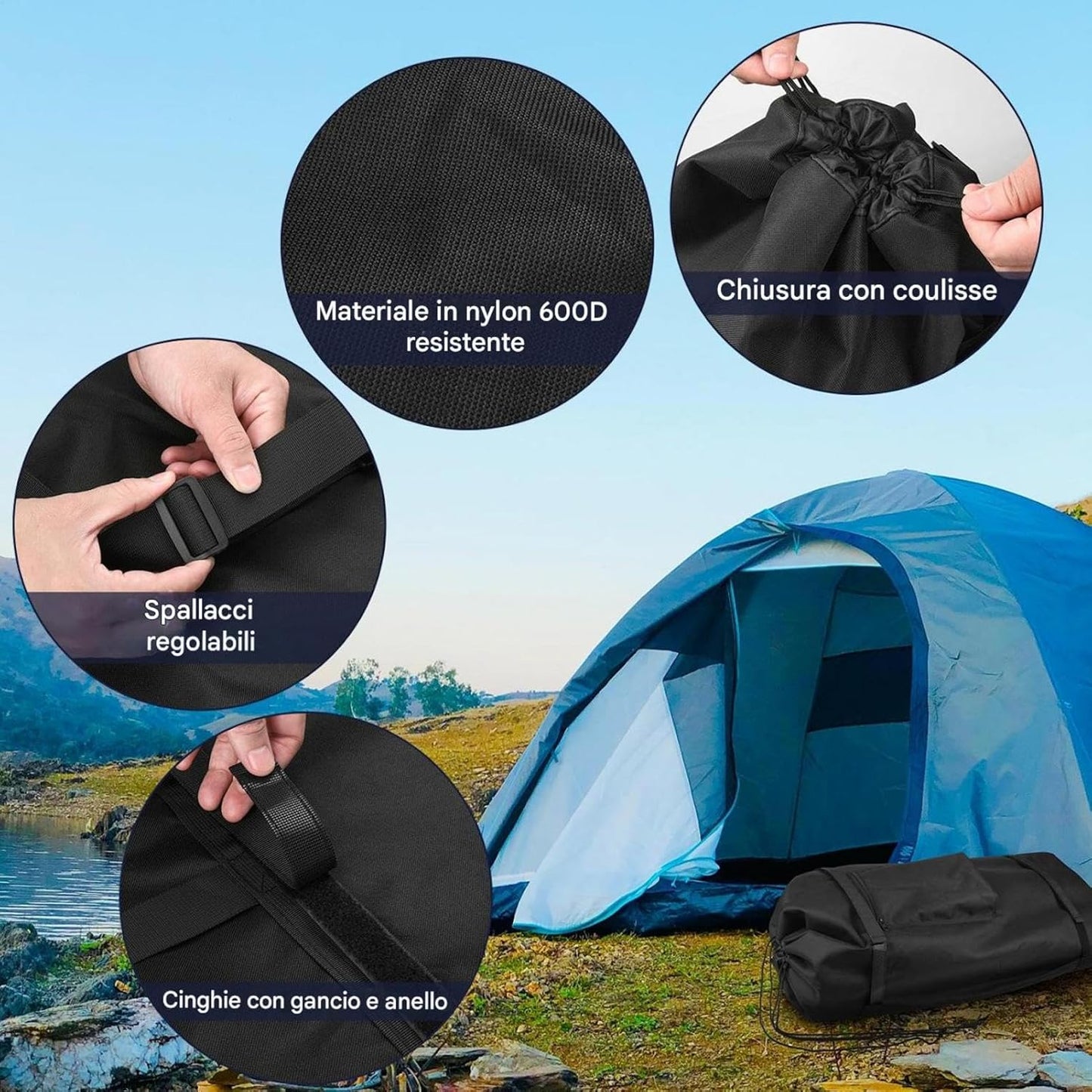 Tent Bag, Foldable Travel Luggage Carrier, Waterproof Tent Storage, Heavy-Duty Outdoor Gear Organizer, Adjustable Shoulder Strap, For Camping, Hiking, Fishing, Easy Transport