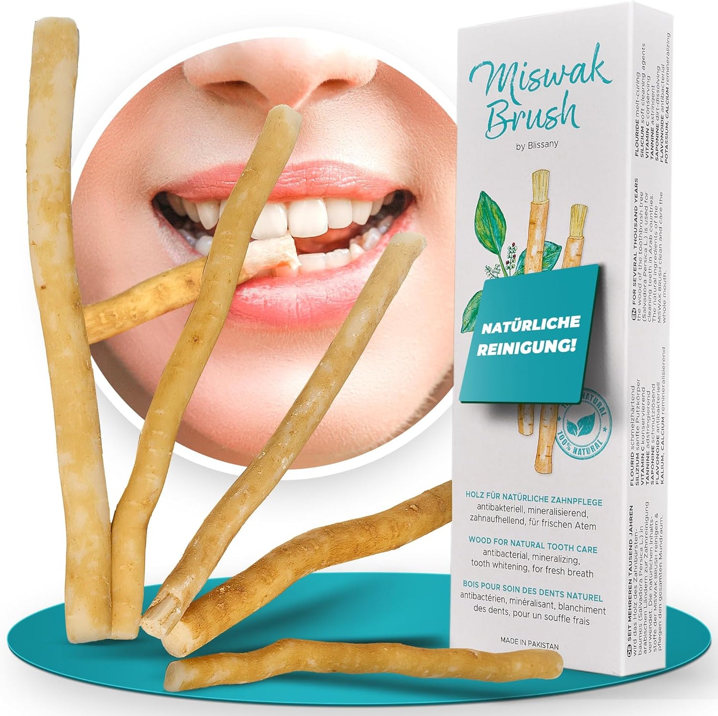 Miswak Toothbrush by Blissany- Traditional Arabic Toothbrush, Wooden Toothbrush, Natural White Toothbrush, 5pcs