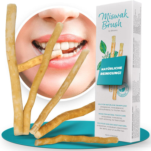 Miswak Toothbrush by Blissany- Traditional Arabic Toothbrush, Wooden Toothbrush, Natural White Toothbrush, 5pcs