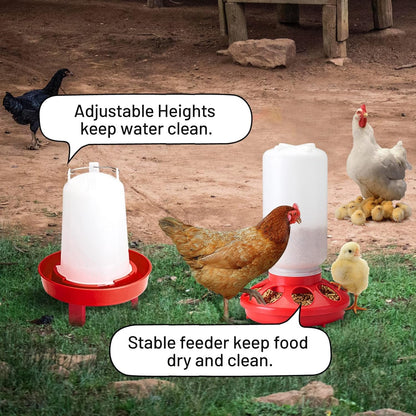 Sykria Chick Feeder and Waterer Kit, Automatic 1.5L Chick Waterer and 1L Chick Feeder for Poultry Farm Chick